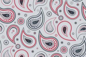 Stylish paisley pattern in red and grey. Perfect for textile design, wallpaper, or wrapping paper. Elegant and versatile design, ideal for adding a touch of sophistication to your projects. vector