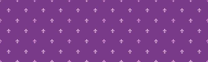 Elegant purple background with a repeating pattern of delicate pink fleur-de-lis. Perfect for website banners, invitations, textile designs, or any project needing a touch of regal sophistication. vector