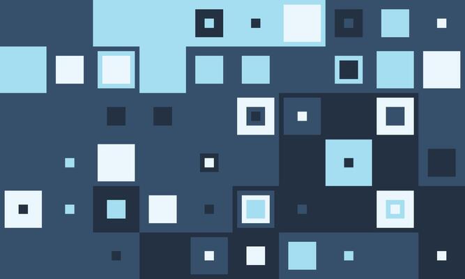 Stylish abstract background featuring a geometric pattern of squares in varying shades of blue and white against a dark blue backdrop.