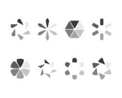 Eight stylish grayscale loading icons, perfect for app design, websites, or presentations. Modern, minimalist design conveys progress and process. vector