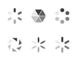 Collection of six stylish grayscale loading icons. Perfect for websites, apps, and presentations to indicate progress or loading states. vector