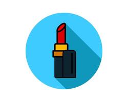 Stylish lipstick icon, vibrant red and blue, perfect for beauty blogs, makeup tutorials, cosmetic websites, or app interfaces. Clean, modern design with a long shadow. vector