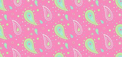 Delightful pastel paisley pattern. Perfect for textiles, wrapping paper, or vibrant backgrounds. Features charming teardrop shapes and playful dots on a pretty pink canvas. vector