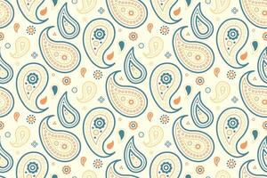 Elegant paisley pattern in muted teal, peach, and cream. Perfect for textile design, website backgrounds, or stationery. Stylish and sophisticated repeat design. vector