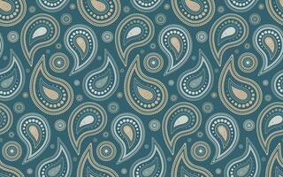 Elegant teal paisley pattern. Seamless design featuring ornate teardrop shapes and circles in muted beige and green tones. Perfect for textiles, wallpaper, and website backgrounds. vector