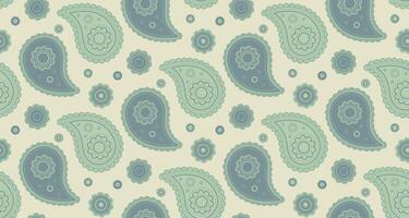 Elegant paisley pattern in soft green hues. Perfect for textile design, wallpaper, or website backgrounds. Subtle and sophisticated, this design offers a calming aesthetic. vector