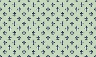 Elegant fleur-de-lis pattern in navy blue on a soft sage green background. Perfect for wallpapers, textile designs, and website backgrounds. Classic and sophisticated style. vector