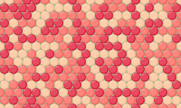 Stylish abstract pattern of overlapping pastel and red circles. Ideal for website backgrounds, textile designs, or any project needing a modern, playful vibe. vector