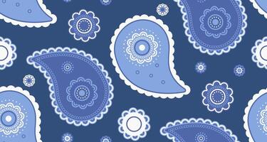 Elegant paisley pattern in calming blue hues. Perfect for textile design, wallpaper, or website backgrounds. Features intricate detailing and a sophisticated aesthetic. vector