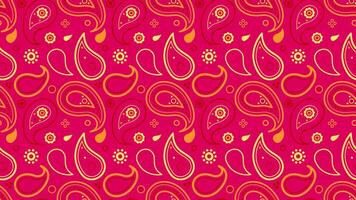 Vibrant paisley pattern in hot pink, gold, and red. Perfect for textile design, wallpaper, packaging, or website backgrounds. Bold, modern style with a touch of traditional flair. vector