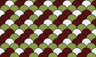 Stylish geometric pattern featuring overlapping semicircles in maroon, olive green, and white. Perfect for backgrounds, textiles, or website designs. Clean, modern, and versatile. vector