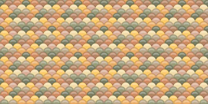 sin costura modelo de superposición semicírculos en calentar tierra tonos Perfecto para sitio web antecedentes, textil diseños, o ninguna proyecto necesitando un sutil aún elegante geométrico textura. vector