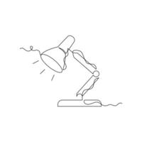 one line art desk lamp illustration. line art, one continuous line, simple, hand drawn and sketch style. for icons, symbols, signs or logos vector