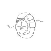 one line art watch illustration. line art, one continuous line, simple, hand drawn and sketch style. for icons, symbols, signs or logos vector