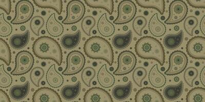 Elegant olive green paisley pattern. Perfect for textile design, wallpaper, or fashion projects. Intricate details and a sophisticated color palette create a timeless, versatile design. vector