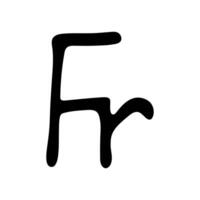 Hand drawn french franc currency symbol. Brush stroke doodle. Single element for design vector