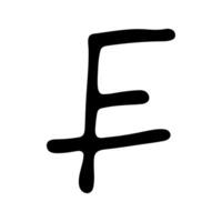 Hand drawn swiss franc currency symbol. Brush stroke doodle. Single element for design vector