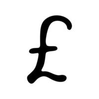 Hand drawn british pound currency symbol. Brush stroke doodle. Single element for design vector