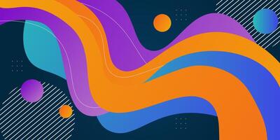 Colorful 3D wave shapes on dark blue background. Simple orange and purple gradient texture background design. Eps 10 vector