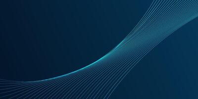 Dark blue abstract background. Futuristic technology lines background with wavy light effect. eps10 vector