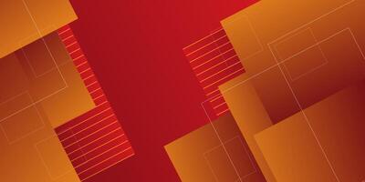 Abstract geometric futuristic red background with bright orange square background design. Overlapping triangle pattern. Eps10 vector