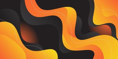 Orange geometric business banner design. Creative banner design with wave shape and lines as template. Simple design on dark horizontal banner. Eps10 vector