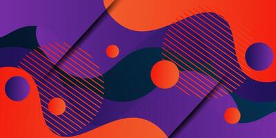 Purple and orange geometric business banner with bright design. Creative banner design with wave shape as template. Simple horizontal banner. Eps10 vector