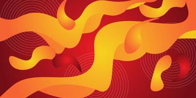 orange wave background with simple line shapes and patterns. Simple yellow wave design on red background. Modern geometric shapes concept. eps10 vector