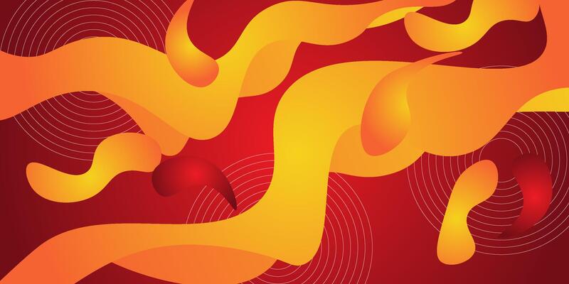 orange wave background with simple line shapes and patterns. Simple yellow wave design on red background. Modern geometric shapes concept. eps10