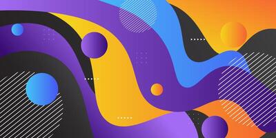Abstract colorful orange and purple background. Wavy fluid shapes with geometric patterns. Bright gray background design. Cool and modern concept. Eps10 vector