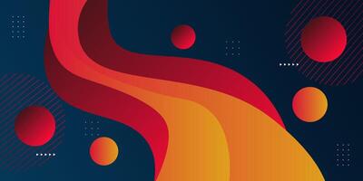 Abstract colorful wave background with deep orange red and dark blue in the background. Eps10 vector