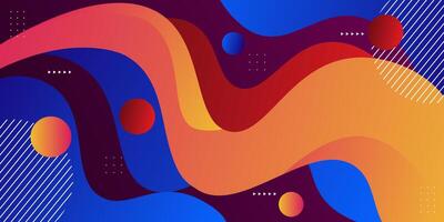 Colorful 3D wave shapes on dark purple background. Simple blue and orange gradient texture background design. Eps 10 vector