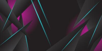 3D modern abstract presentation background. Luxury paper cut background. Black background with bright blue stripes and bright lights. vector