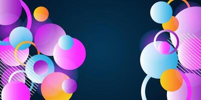 Dark blue gradient background with colorful dynamic circle shape pattern. Abstract template and modern stylish texture background. Eps10 vector