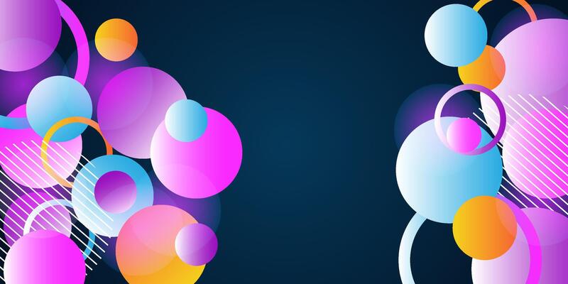 Dark blue gradient background with colorful dynamic circle shape pattern. Abstract template and modern stylish texture background. Eps10