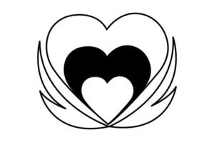 Holding heart shape with hands continuous one line drawing of valentines day icon vector