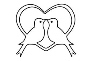 Holding heart shape with hands continuous one line drawing of outline art vector