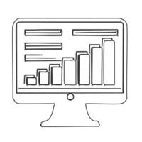 computer monitor graph on screen vector