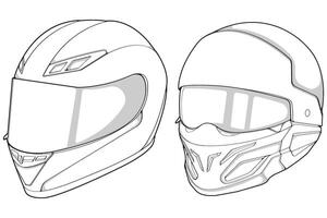Bundling set template helmet full face line art. outline helmet illustration line art. helmet. vector