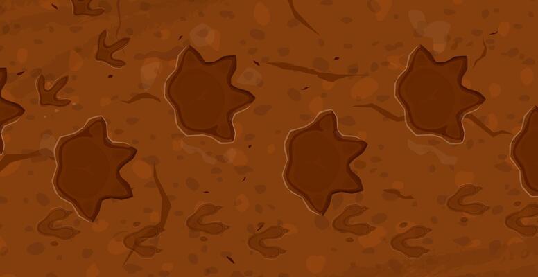 Prehistoric era dinosaur fossil footprints