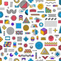 Geometric modern Memphis elements seamless pattern vector