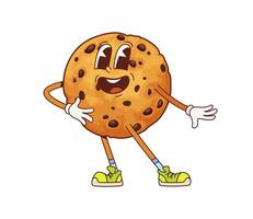Cartoon cookie character full of groovy vibes vector
