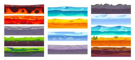 Seamless soil ground layers, game level assets vector