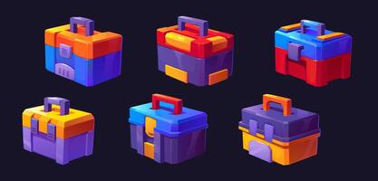 Cartoon futuristic sci fi toolbox case space chest vector