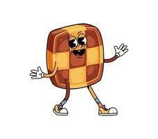 Cartoon funny shortbread cookie groovy character V vector
