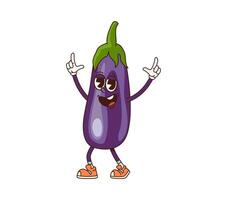 Groovy eggplant vegetable retro funky character vector