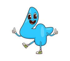 Groovy math number 4 Four character with thumb up vector