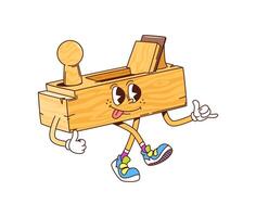 Groovy jointer plane, work tool cartoon character vector
