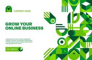 Landing page template, eco green geometric pattern vector