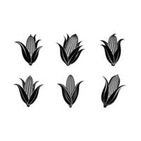 Corn on the Cob and Linocut Silhouette Design vector